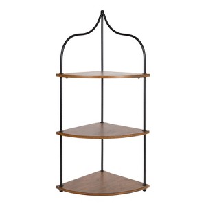 Kate and Laurel Walters Triangle Wood Accent Shelf, 17x12x35, Rustic Brown and Black - 1 of 4