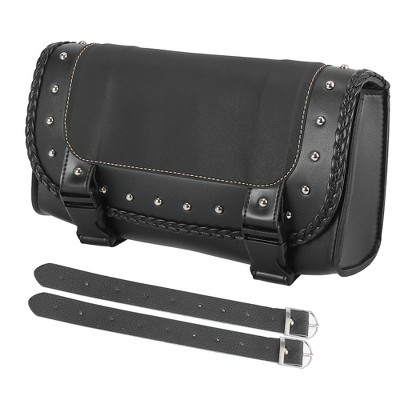 Unique Bargains Faux Leather Cycling Luggage Motorcycle Tool Saddlebag Black