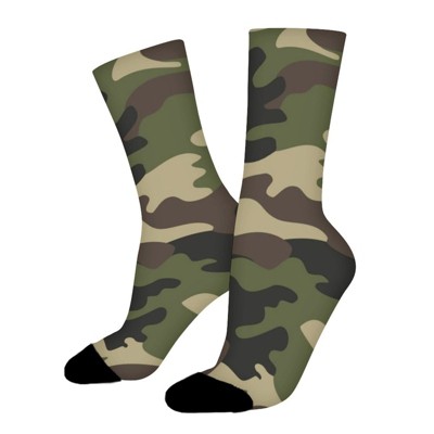 Camo Women Printed Crew Socks Funny Funky Socks Soft Polyester Novelty Gifts for Artists Men