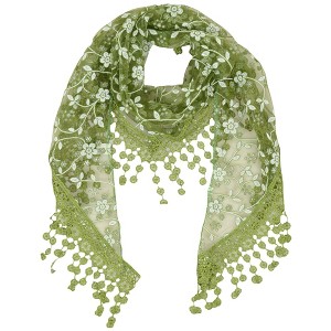 Anna-Kaci Lightweight Lace Floral Head Scarf Fringe Triangular Shawl Scarf Wrap Bandana for Women - 1 of 4