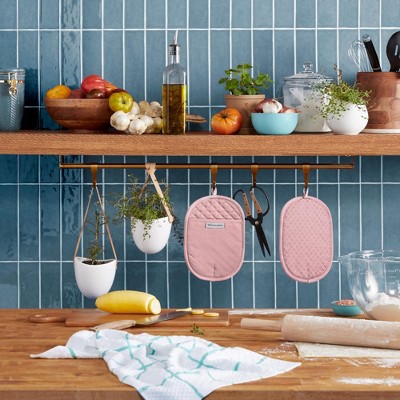 Dried Rose Silicone and Cotton Oval Pot Holder Set