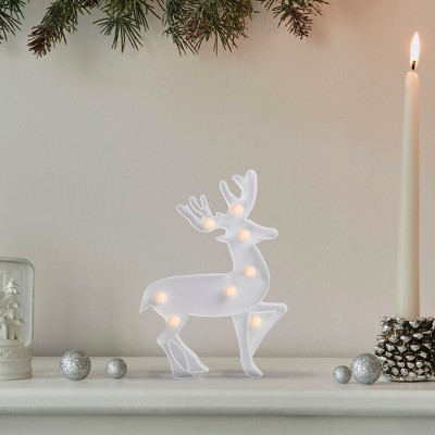 Northlight 9.75" Battery Operated LED Lighted Reindeer Christmas Marquee Sign - White