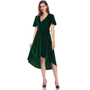 Women's Standard Velvet Formal Holiday Party Gown Dress - 1 of 3