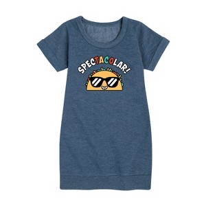 - Instant Message - Spectacolar Graphic Short Sleeve Fleece Dress - 1 of 4