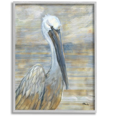 Stupell Industries Coastal Pelican Bird Abstract Portrait Framed Giclee Art
