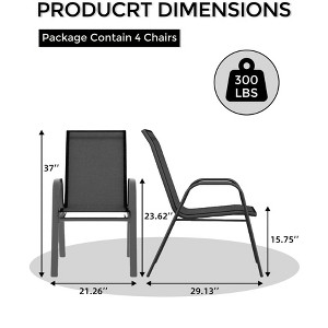 4-piece outdoor stackable dining chairs set, high back patio stacking chairs, metal frame patio chairs for yard, patio - 1 of 4