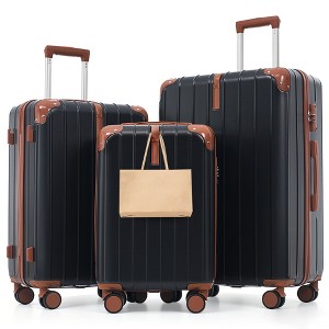Whisen 3-Piece ABS Hardside Travel Luggage Set with Dual Hooks