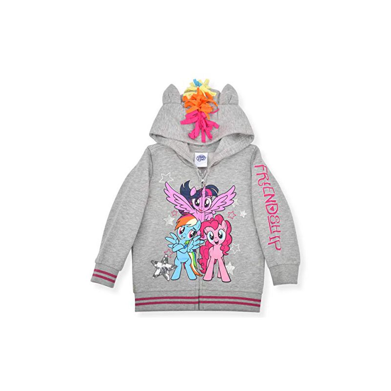 My Little Pony Girl's Zip Up Fashion Hoodie with 3D Ears and Mane For Kids, 1 of 4