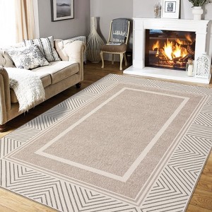 Coucheta Modern Geometric Area Rug, Large Washable & Stain-Resistant Low Pile Rug with Non-Slip Backing for Living & Dining Room, Farmhouse Decor - 1 of 4