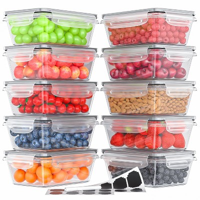 LunaLulinlk BPA Free Leak-Proof Plastic Lunch Boxes - Stackable Freezable & Microwavable (10 Lids + 10 Containers)