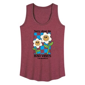 Women's - Instant Message - Sorry About Bad Vibes Graphic Racerback Tank - 1 of 4