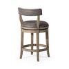 HomeRoots 26" Gray and Cool Gray Faux Leather and Solid Wood Low Back Counter Height Swivel Bar Chair - 4 of 4