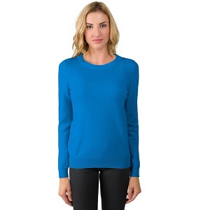 JENNIE LIU Women's 100% Pure Cashmere Long Sleeve Crew Neck Pullover Sweater - 1 of 4