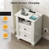 VINGLI 19.7" W Nightstand with Charging Station, White Nightstand with Drawers, Wood Night Stand - 3 of 4