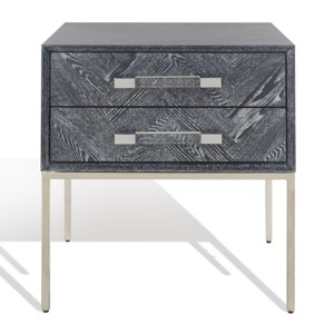 Sanford 2-Drawer Side Table - SFV3548B - Black Cerused Oak - Safavieh Couture - 1 of 4