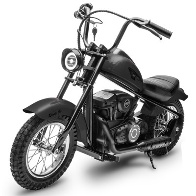 24V Electric Motorcycle with 2 Speed Max Up to 14MPH, LED Light, Leather Seat, Rear Brake,  for Kids 3-8 Years Kids