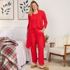 Lands' End Women's Brushed Cozy Waffle Jersey 3 Piece Pajama Set - Tank Top Pant and Robe - 4 of 4