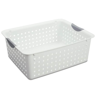 Sterilite Large Ultra Plastic Durable Storage Bin Tote Baskets with Comfortable Handles for Household and Office Organization, White, 30 Pack