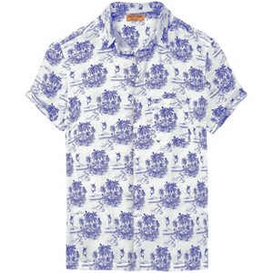 HAPPY BAY Mens Hawaiian Shirts Short Sleeve Button Down Shirt Men's Hawaii Shirts Linen Effect Boho Vacation Casual Summer Beach Shirts - 1 of 4
