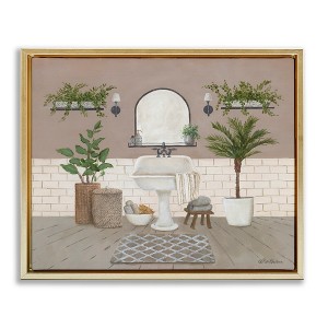 Stupell Industries Cozy Bathroom Greenery Plants, 21" x 17" - 1 of 4