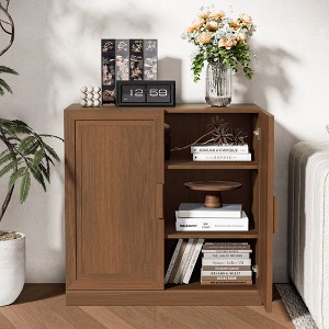 PexFix Modern Wooden Sideboard Cabinet Buffet Cabinet with 2 Doors and Adjustable Shelf Console Accent Cabinets for Dining/Living Room Entryway - 1 of 4