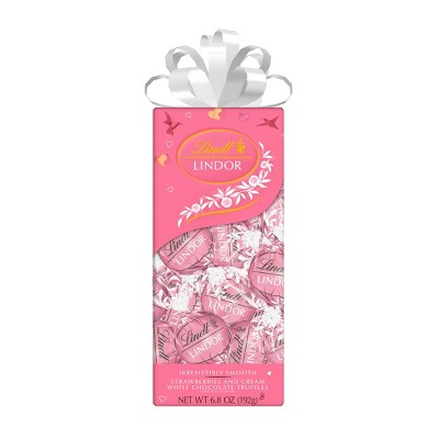 Lindt Lindor Valentine's Strawberries and Cream White Chocolate Truffles Traditions Box - 6.8oz