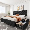 Jojoka Bed Frame with Headboard Adjustable,Upholstered Platform Bed Frame with 4 Drawers,Wooden Slats Supports - 2 of 4