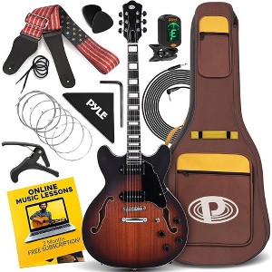 Pyle Premium Electric Jazz Guitar with Dual Humbucker Pickups & Rosewood Fingerboard - 1 of 4