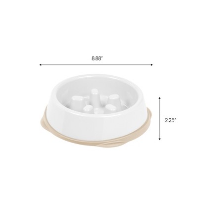 White and Beige Plastic Slow Feeding Pet Bowl