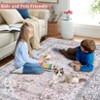 Machine Washable Area Rug Non Slip Rug Vintage Medallion Low Pile Foldable Rugs Stain Resistant Carpet For Bedroom Living Room Kids Room Study Room - 4 of 4