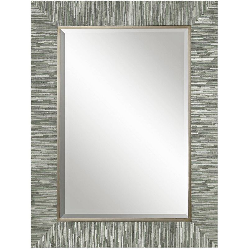 Uttermost Rectangular Vanity Accent Wall Mirror Modern Beveled Blue Gray Silver Wood Silver Lip Frame 28" Wide for Bathroom Home, 1 of 2