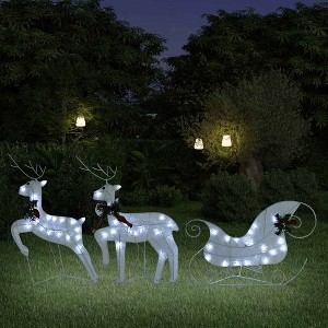 VidaXL Reindeer & Sleigh Christmas Decoration 60 LEDs Outdoor White - 1 of 4