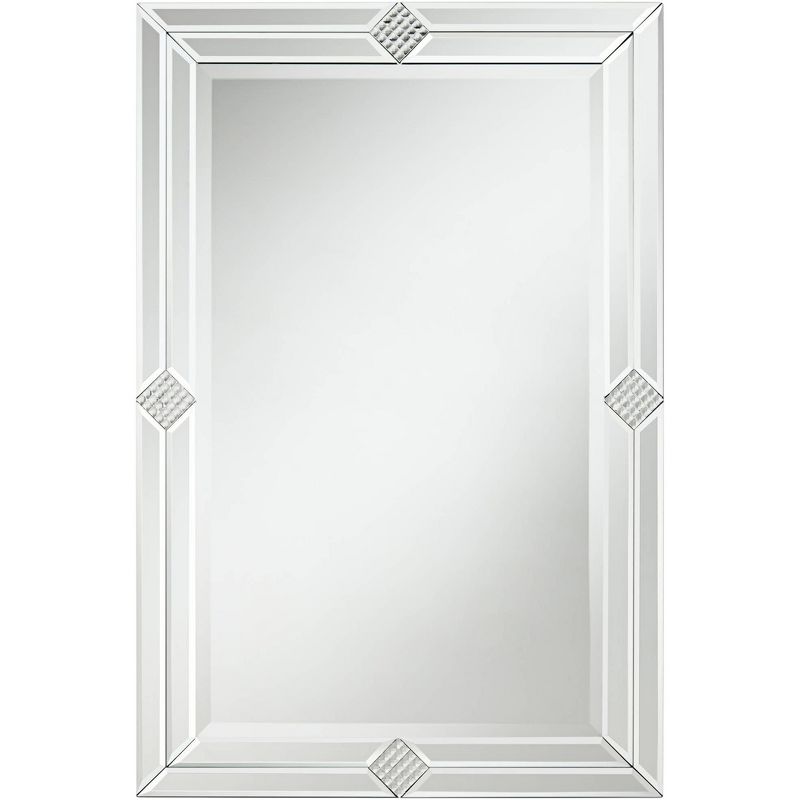 Possini Euro Design Cecilia Rectangular Vanity Wall Mirror Modern Beveled Diamond Mirrored Frame 23 3/4" Wide for Bathroom Bedroom Living Room Home, 1 of 10