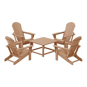 WestinTrends Malibu 5-Piece HDPE Adirondack Chair Outdoor Patio Square Table Conversation Set - 1 of 4