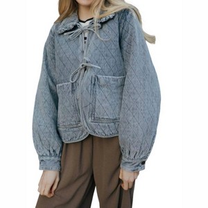 Women's Quilted Tie Jacket - MIOU MUSE - 1 of 4