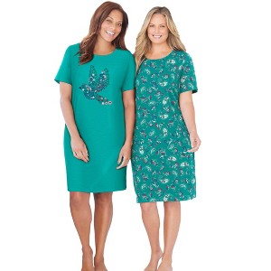 Dreams & Co. 2-Pack Short-Sleeve Sleepshirt - 1 of 4