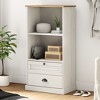 vidaXL VIGO 2-Tier Bookcase with Drawers - White Solid Pine Wood Storage Shelf for Living Room/Bedroom/Study - 2 of 4