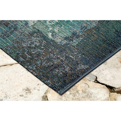 Kermin Blue 39"x59" Flat Woven Synthetic Indoor/Outdoor Rug