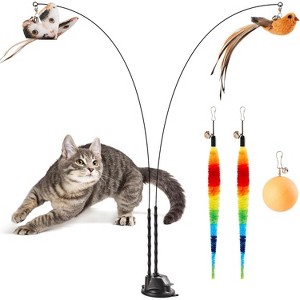 Potaroma Suction Cup Cat Wand Toys, Dual-Wand Interactive Kitten Toy - 1 of 3