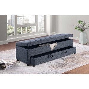 PAGED Ottoman Bench with Storage, Tufted Storage Bench with Pull Out Drawer, Foot Stool for Entryway, Bedroom - 1 of 4