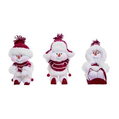 Transpac Foam 9 in. White Christmas Playful Snowman Figurine Set of 3