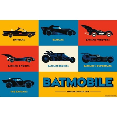 Trends International DC Comics Batman: 85th Anniversary - Minimalist The Batmobiles Framed Wall Poster Prints