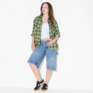Women's Oversized Long Sleeve Collared Flannel Shirt - Wild Fable™ - 1 of 3
