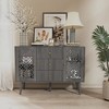 FONTOI Hollow Cabinet with 2 Door&3 Drawers, Storage Organizer, Carved Buffet Cabinet, for Living Room, Kitchen, Gray, 15.7"*33.4"*47.2" - 4 of 4