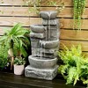 Teamson Home 33.25" Cascading Bowls and Stacked Stones Metal and Polyresin Outdoor Birdbath Water Fountain - 3 of 4