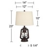 Franklin Iron Works Murphy Industrial Rustic Accent Table Lamp 23" High Weathered Red Bronze Clear Glass with Dimmer Oatmeal Shade for Bedroom Office - 4 of 4