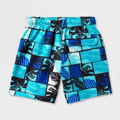 Cat & Jack Boys' Palm Leaves Checker Swim Trunks - Cat & Jack™ M — фото 3