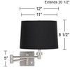 Possini Euro Design Modern Swing Arm Wall Lamp Brushed Nickel Plug-In Light Fixture Black Fabric Drum Shade for Bedroom Bedside - 4 of 4