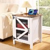 Set of 2 Nightstand with Charging Station and Barn Door Storage, Farmhouse End Table Sofa Side Table for Bedroom, Living Room - 2 of 4