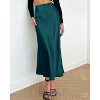 Women's 2025 Satin Midi Skirt - Elegant High Waist A-Line for Cocktail & Wedding Events Dark Blue - 2 of 4